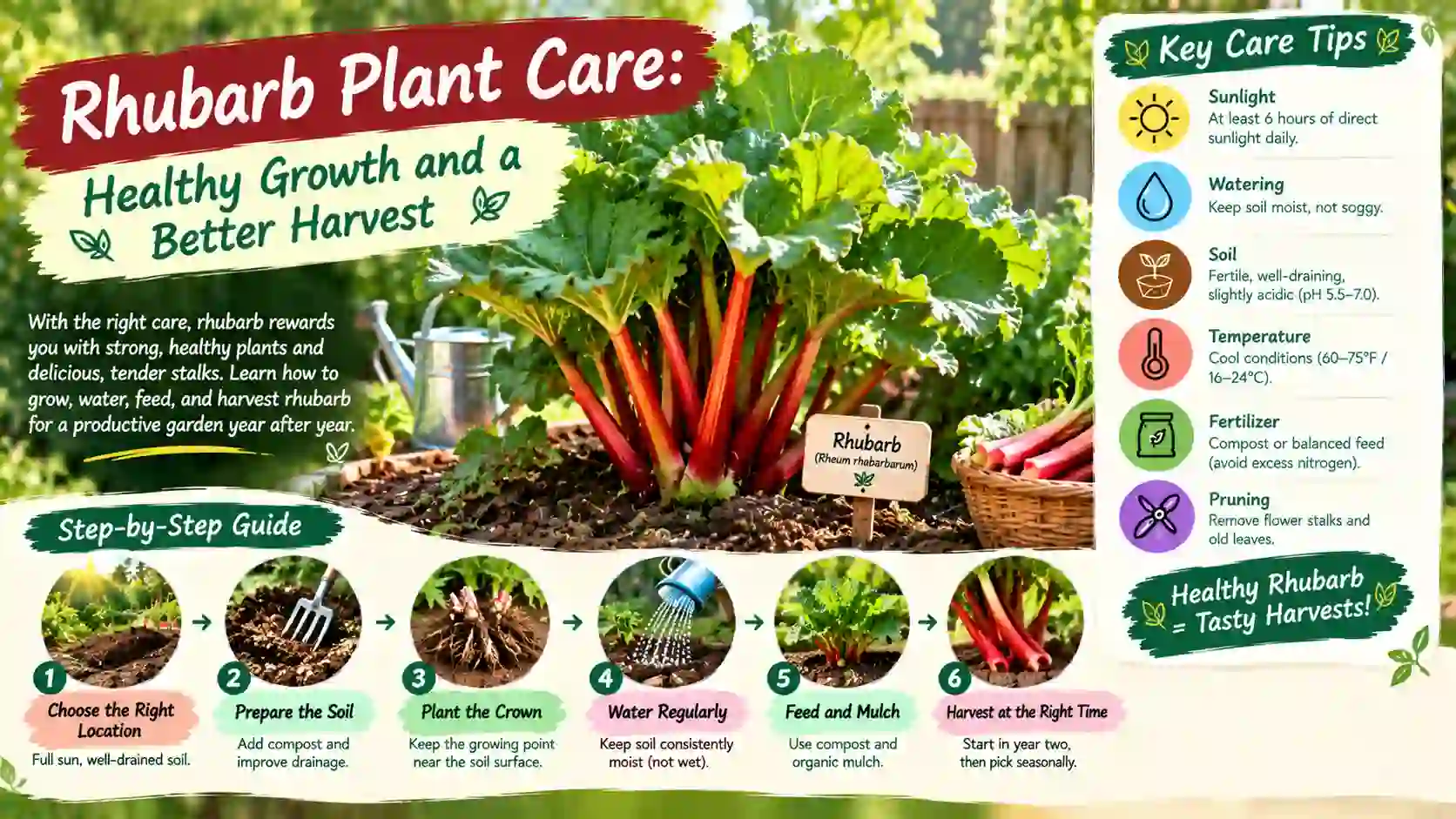 Read more about the article Rhubarb Plant Care: Healthy Growth and a Better Harvest